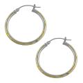14k Two-tone Gold Diamond-cut Hoop Earrings