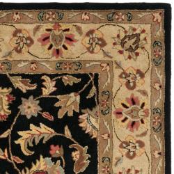 Handmade Heritage Kerman Black/ Gold Wool Rug (8' Square)