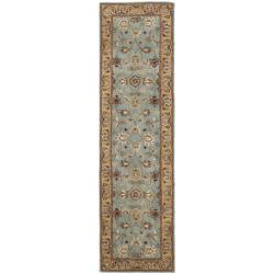 Handmade Heritage Mahal Blue/ Gold Wool Runner (2'3 x 8')