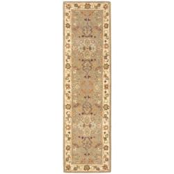 Handmade Oushak Light Green/Beige Wool Runner (2'3 x 16')
