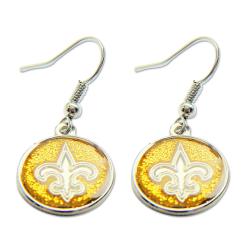 Stainless Steel New Orleans Saints Dangle Earrings