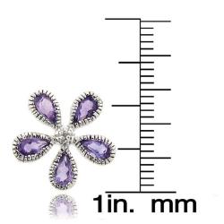 Sterling Silver Amethyst and Diamond Accent Earrings 
