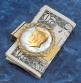 Convenient info on money jar digital JFK Half Dollar Selectively Gold-layered Moneyclip