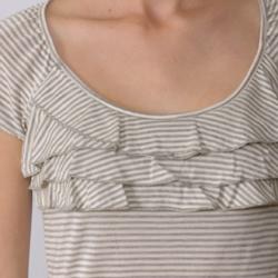 Self Esteem Junior's Ruffled Scoop Neck Striped Top