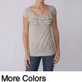 Self Esteem Junior's Ruffled Scoop Neck Striped Top