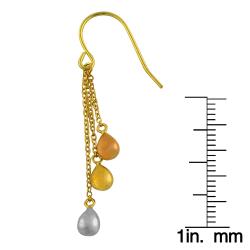 14k Three-color Gold Polished Teardrops Dangle Earrings