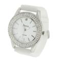 Geneva Women's Platinum Rhinestone-accented Silicone Watch