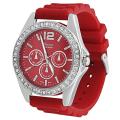 Geneva Women's 'Platinum' Red Chronograph-style Silicone Watch