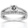 14k White Gold 7/8ct TDW Certified Diamond Bridal Ring Set (G, VS1)