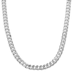 14k White Gold 20-inch Flat Curb Link Necklace (4.6 mm)