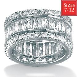 Ultimate CZ Platinum  over Sterling Silver Cubic Zirconia Eternity Ring