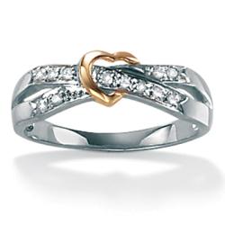 10k Two-tone Gold 1/10ct TDW Diamond Heart Ring (H-I, I2-I3)