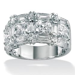 Ultimate CZ Cubic Zirconia Platinum Over Sterling Silver Ring