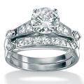 Ultimate CZ Gold over Silver 2-piece Cubic Zirconia Wedding Ring Set