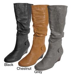 Bamboo by Journee Women's 'Trisha-02' Wedge Heel Boots