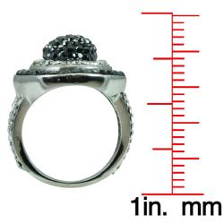 Sterling Silver Black and Clear Crystal Ring