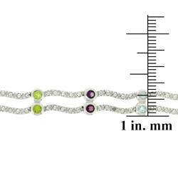 Glitzy Rocks Sterling Silver Multi-gemstone Diamond Accent Wave Bracelet