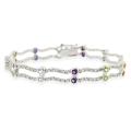 Glitzy Rocks Sterling Silver Multi-gemstone Diamond Accent Wave Bracelet