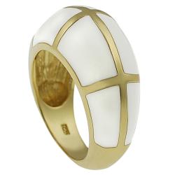 Sterling Silver Vermeil White Enamel Ring