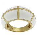 Sterling Silver Vermeil White Enamel Ring