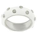 Sterling Silver Cubic Zirconia-accented White Enamel Band