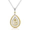 18k Gold 2 1/6ct TDW Certified Fancy Yellow Diamond Necklace (H-I, SI1-SI2)