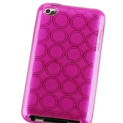 Clear Hot Pink Circle TPU Rubber Case for Apple iPod Touch