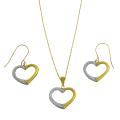 10k Two-tone Gold Open Heart Jewelry Set