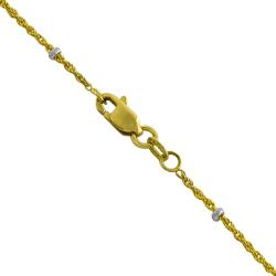 14k White Gold Beads on Yellow Gold Rope Chain Station Necklace