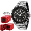 Swiss Legend Men's World Timer Black Dial Stainless Steel Watch