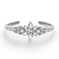 Sterling Silver Clear Crystal Cuff Bracelet
