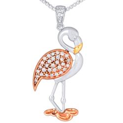 Sterling Silver 1/5ct TDW Diamond Flamingo Necklace (H-I, I3)