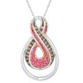 10k White Gold Pink Sapphire and 1/5ct TDW Champagne Diamond Necklace