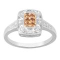 Sterling Silver 1/5ct TDW Champagne and White Diamond Ring (H-I, I3)
