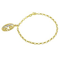 10k Two-tone Gold Love and Heart Filigree Charm Bracelet