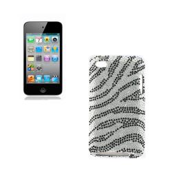 Full Rhinestone Silver Zebra Protector Case for iPod Touch 4