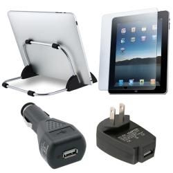 Black 4-piece Stand/ Screen/ Protector/ Chargers for Apple iPad