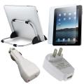 White 4-piece Stand/ Screen/ Protector/ Charger for Apple iPad