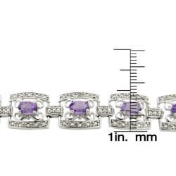 Sterling Silver Amethyst and Diamond Accent Filigree Bracelet