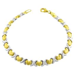 14k Two-tone Gold Hearts and Hugs Stampato Bracelet