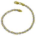 14k Two-tone Gold Twisted Alternating Diamond-cut Ball and Bar Bracelet