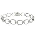 Sterling Silver 1/10ct TDW Diamond Satin Link Bracelet (I-J,I1-I2)