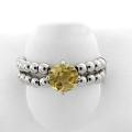 Sterling Silver Citrine Beaded Stretch Ring
