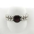 Sterling Silver Garnet Beaded Stretch Ring