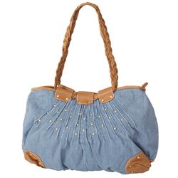 Adi Designs Women's Leather Accent Denim Tote Bag