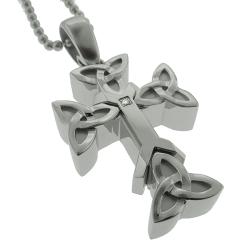 Black and Blue Jewelry Stainless Steel Diamond Cross Necklace