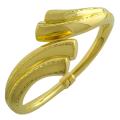 18k Yellow Gold over Silver Hinged Crossover Bangle
