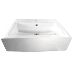 Rectangular Porcelain Bath Vessel Sink with Chrome Waterfall Faucet