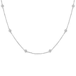 14k White Gold 1/2ct TDW Diamond Station Necklace (G-H, SI1-SI2)