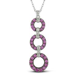 10k Gold Created Sapphire and 1/10ct TDW Diamond Necklace (G-H, I2-I3)
